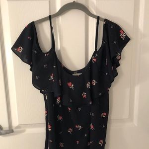 Off the shoulder, flower print, flowy blouse